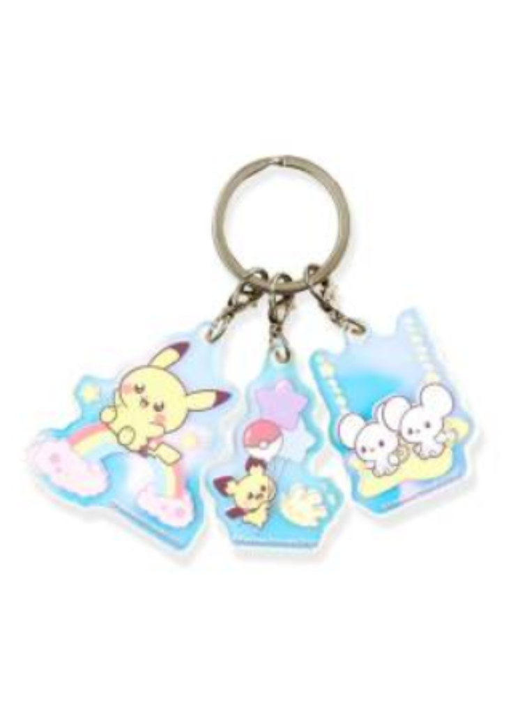 Porte clés Peaceful Place Pikachu Pichu Compagnol