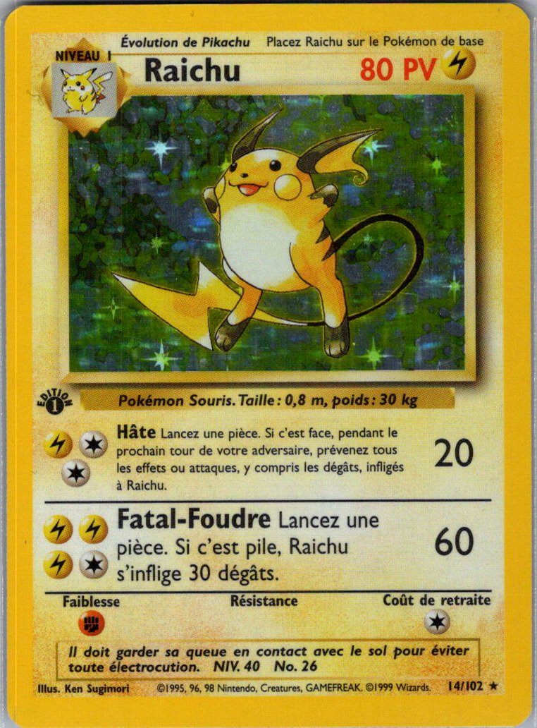 Raichu holo - Set de base - Edition 1 - FR